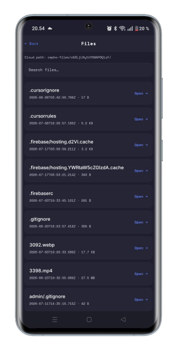 Cepho Files browser with cloud path