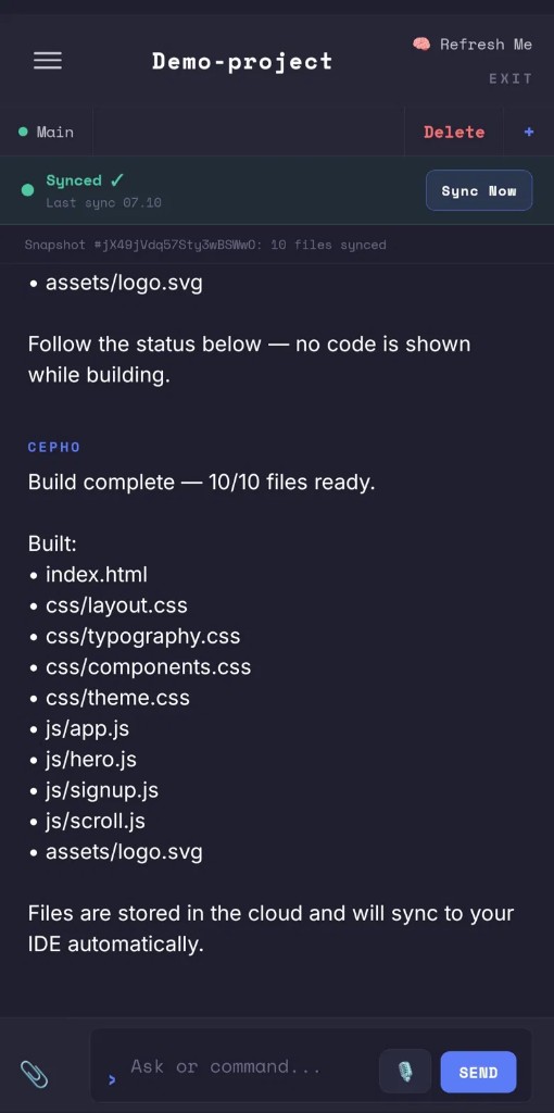 Cepho build complete with ten files ready